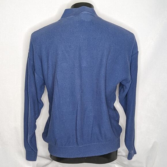 Men's 1/4 Button Pullover Sweater Large Blue Knit Casual Office Warm - Picture 3 of 4